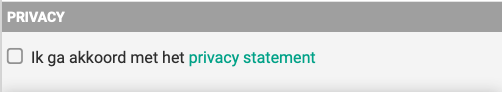 Het privacyvinkje onderaan het formulier