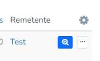 Ícone de lupa (Mostrar) e menu de ações de uma newsletter enviada