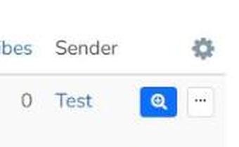 Magnifier icon (Show) and actions menu of a sent campaign