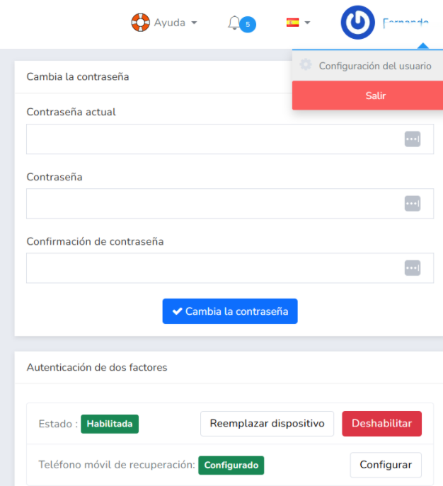 Desactivar la autenticación de dos factores (2FA) en el panel de Mailrelay.