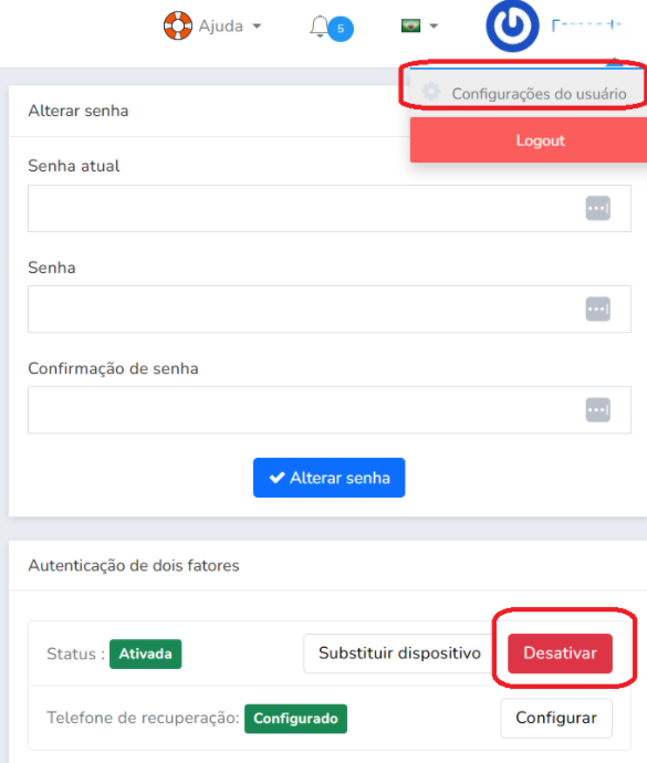Desativar o 2FA no painel do Mailrelay