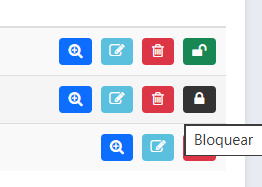 botões de bloqueio ou desbloqueio de usuários