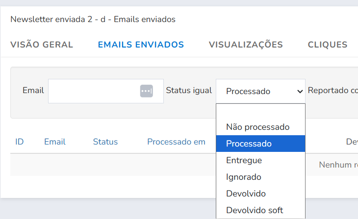 Estado processado nos envios da Mailrelay