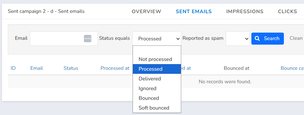 Status processed in Mailrelay sent