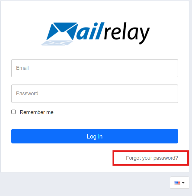 Forgot your password link on the login screen