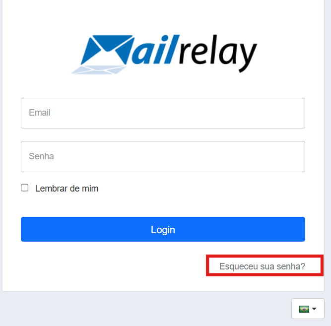 Link para recuperar a senha na tela de login