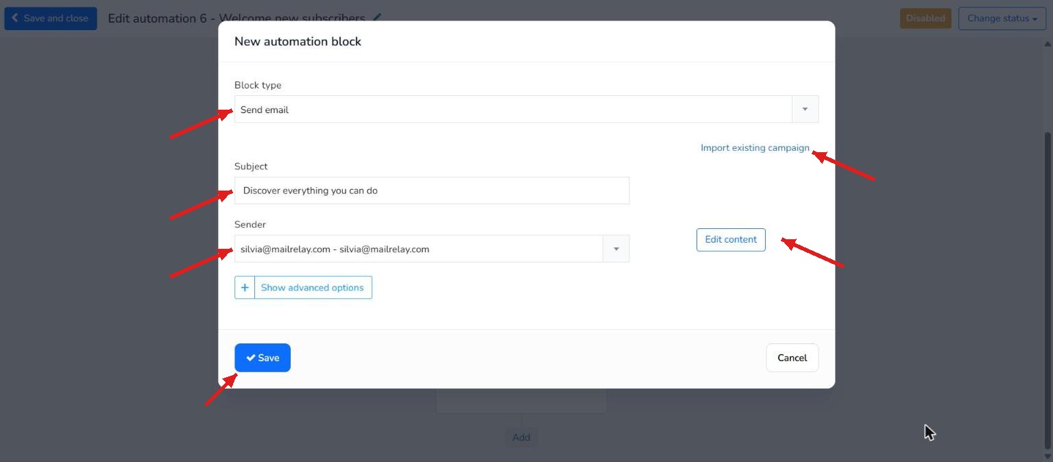 Setting up the second email step after the delay