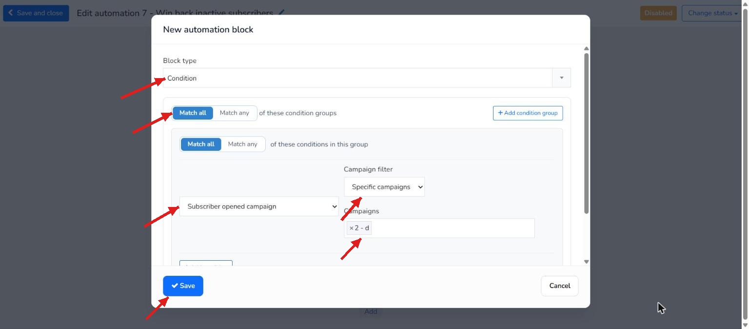 Mailrelay Condition block based on whether the subscriber opened the newsletter