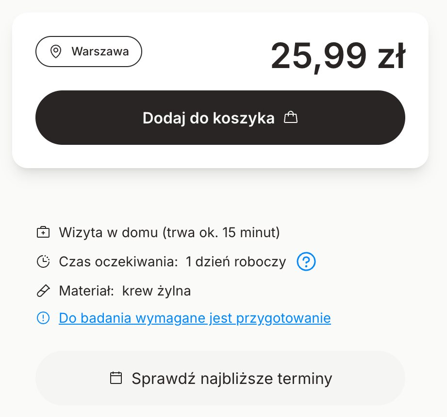 Karta badania z polem Czas oczekiwania: 1 dzień roboczy