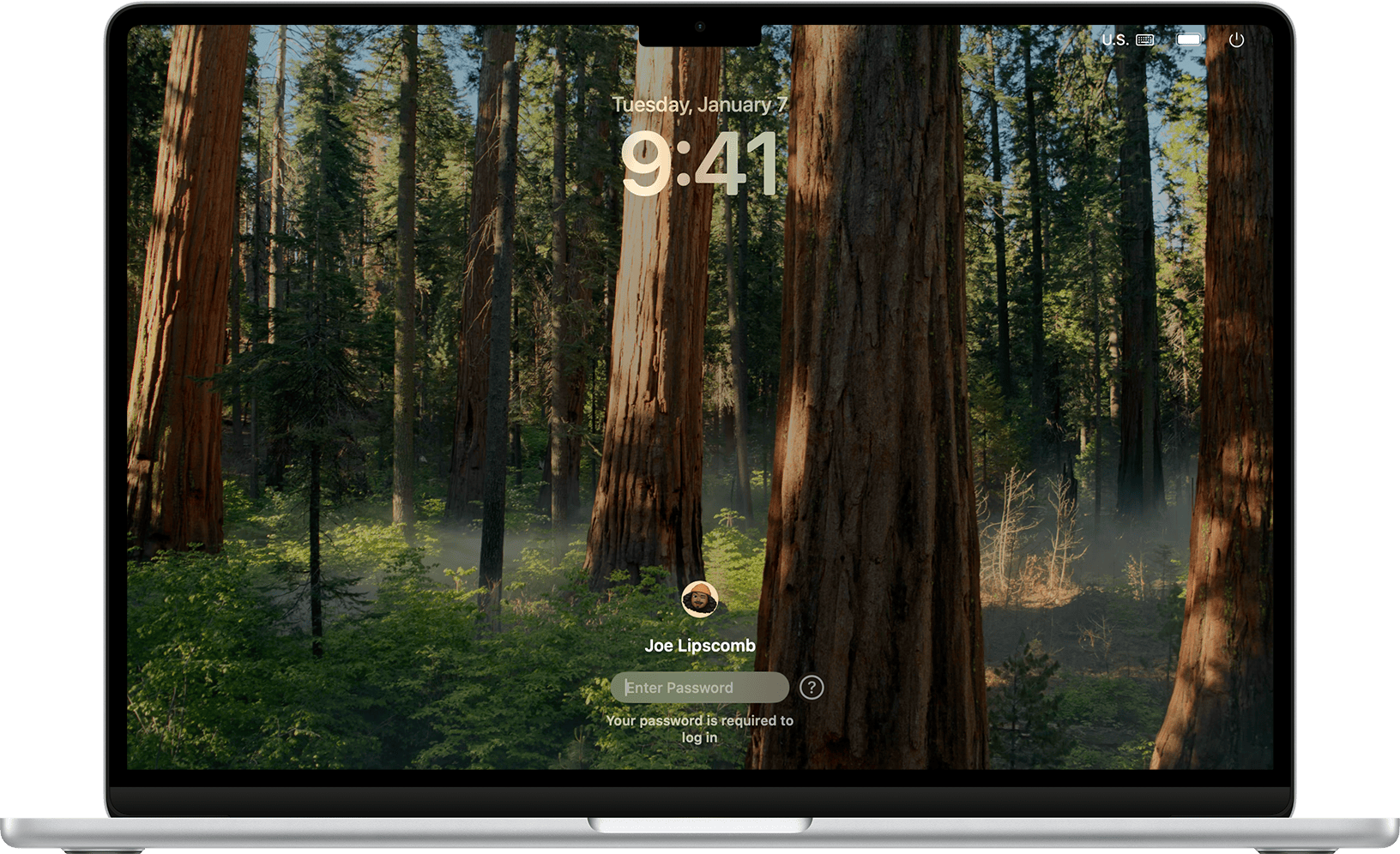 Login window in macOS Sequoia.