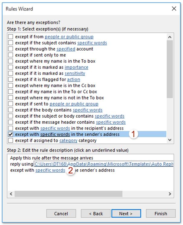 the screenshot of step about auto replying outside organization only in Outlook 8