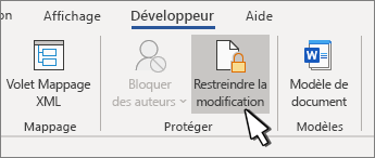 Bouton Restreindre la modification