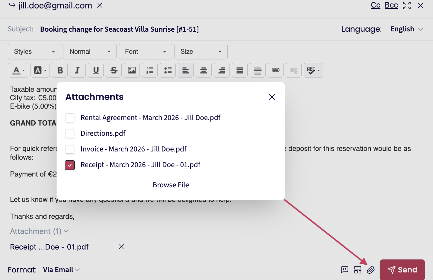 How to attach the receipt
