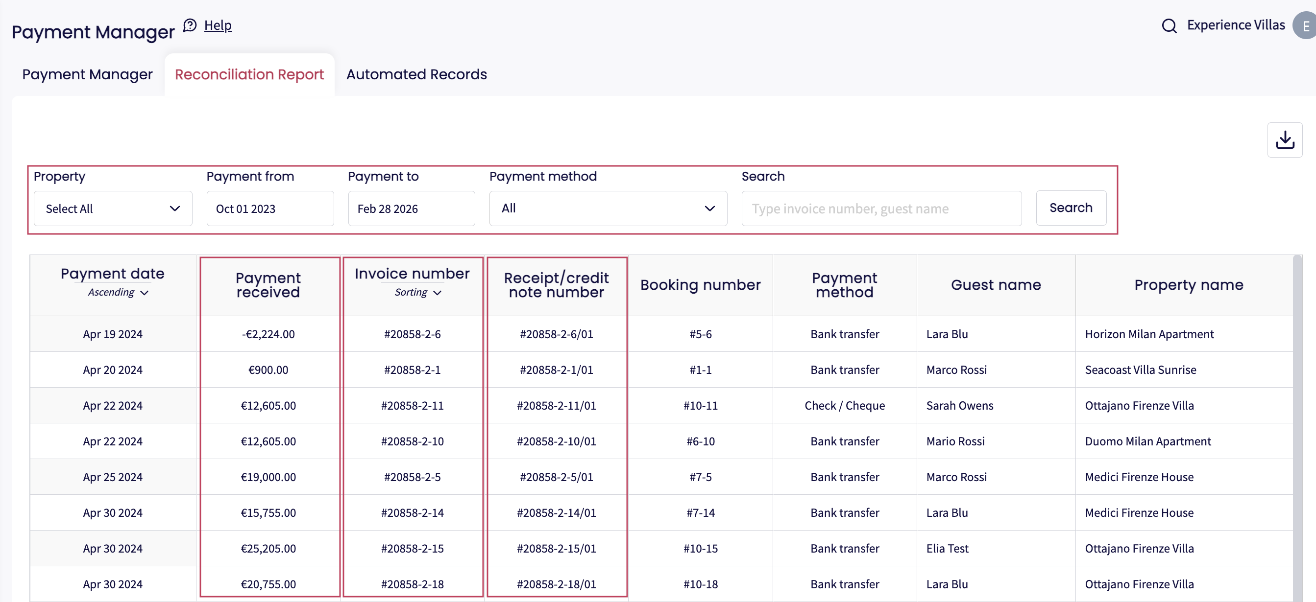 Reconciliation report