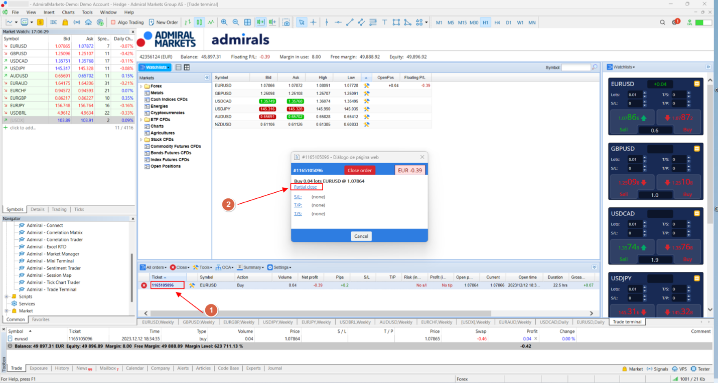 partial close trade terminal 2