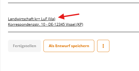 The image displays a document with a filled blue circle containing a form for correspondence, including address and registration number, with options to save as draft.
KI-generierte Inhalte können fehlerhaft sein.