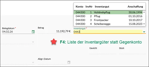 Inventarbuchung F4