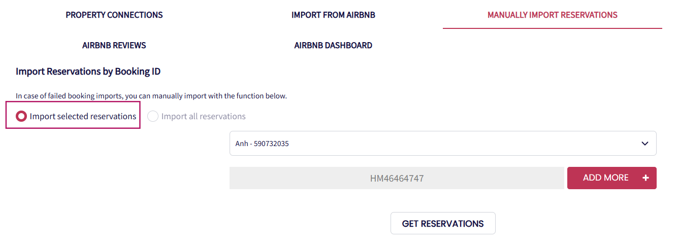 Import Selected Airbnb Reservations