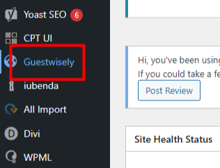 Navigate to Website CMS Dashboard > GuestWisely Plugin Settings
