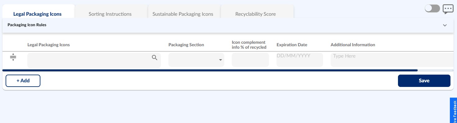 Legal Packaging Icons section