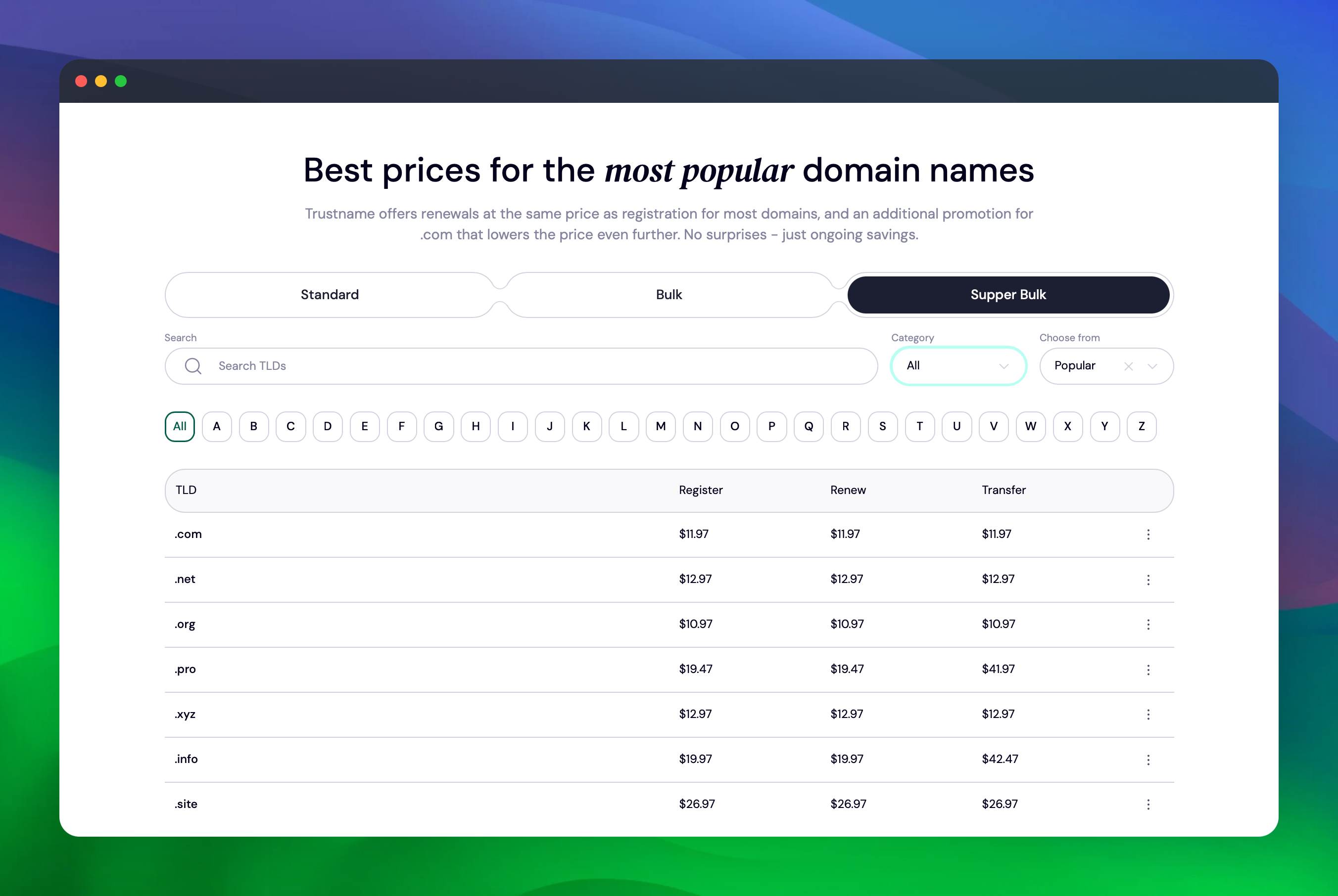 Super Bulk Domain Prices