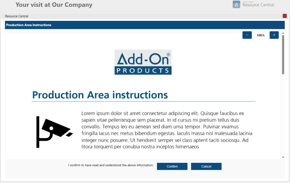 Production Area Instructions 
AI-generated content may be incorrect.