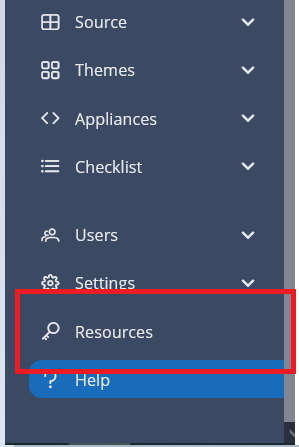 Resource button in the side menu