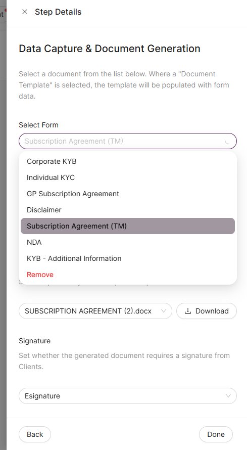 Form selector dropdown showing available published forms