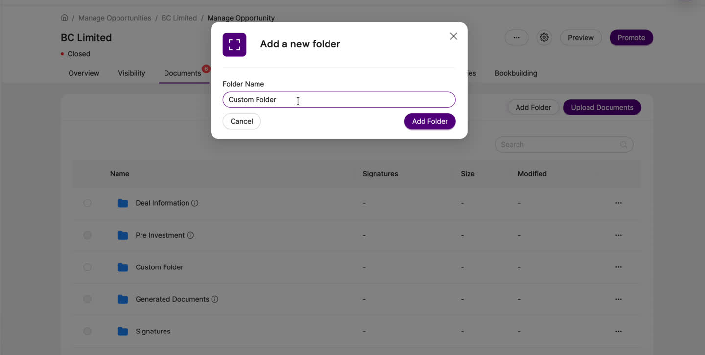 The Add a new folder dialog
