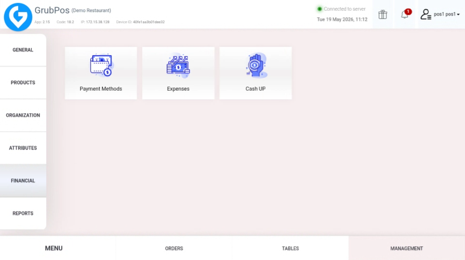GrubPOS screen