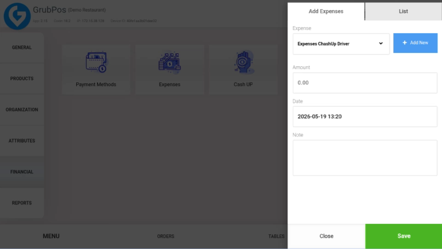 GrubPOS screen
