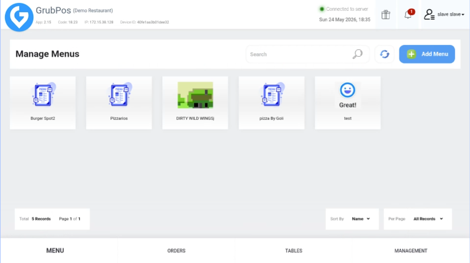 GrubPOS screen