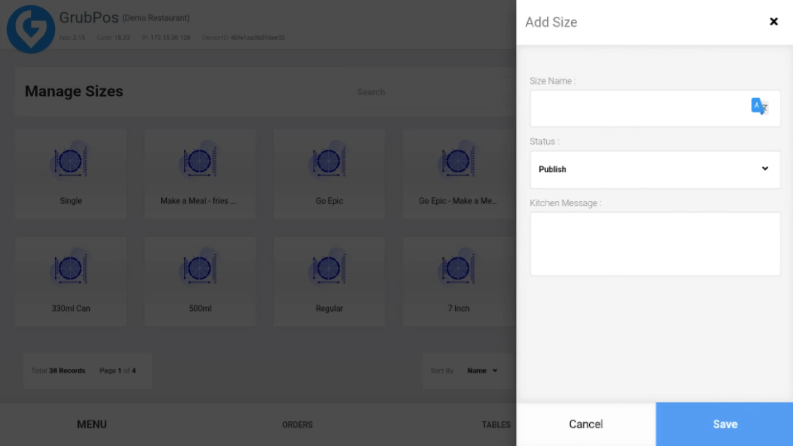 GrubPOS screen