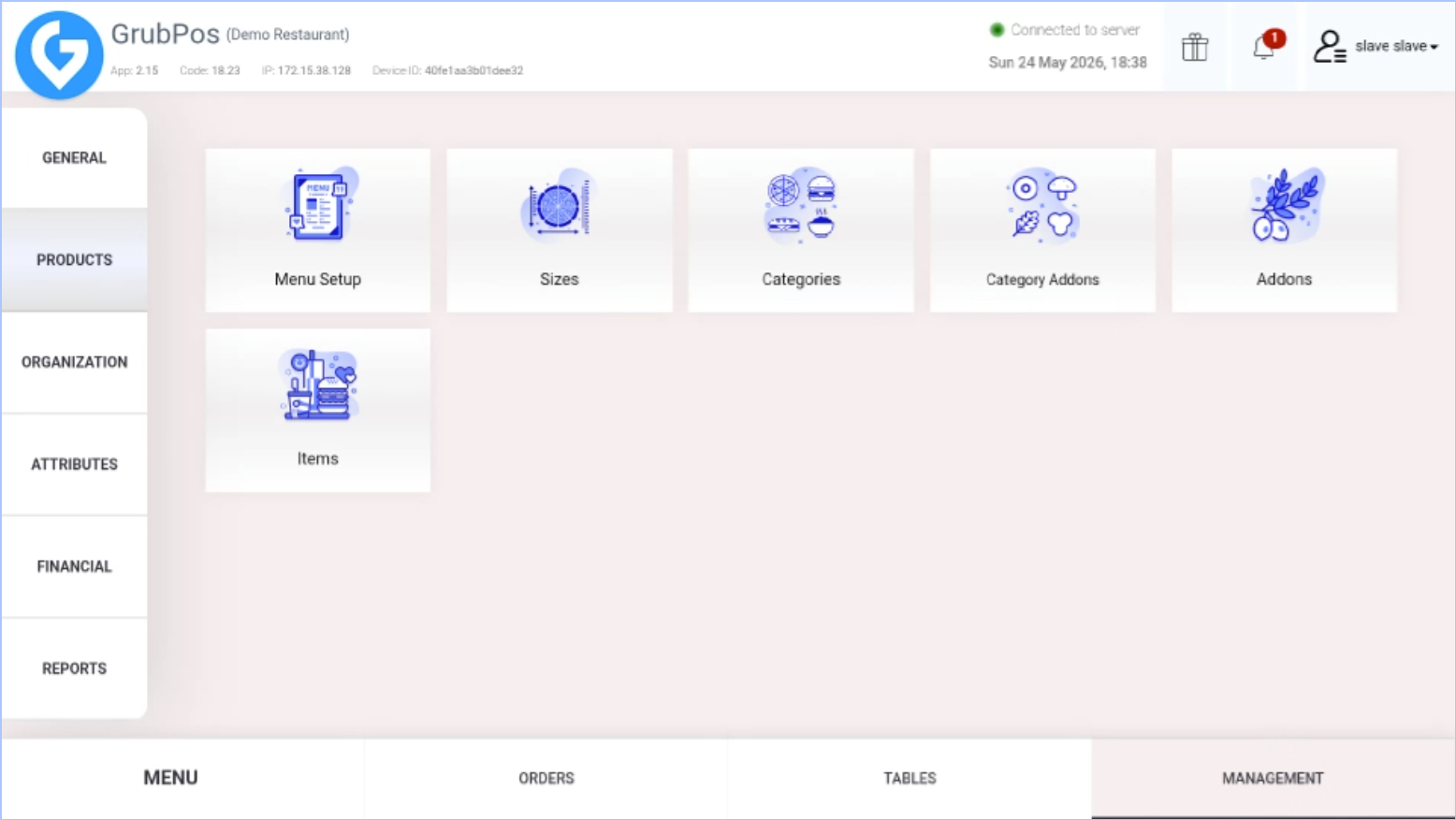 GrubPOS screen