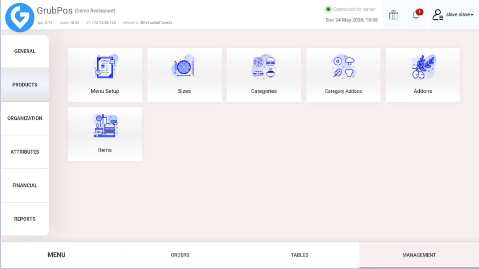 GrubPOS screen