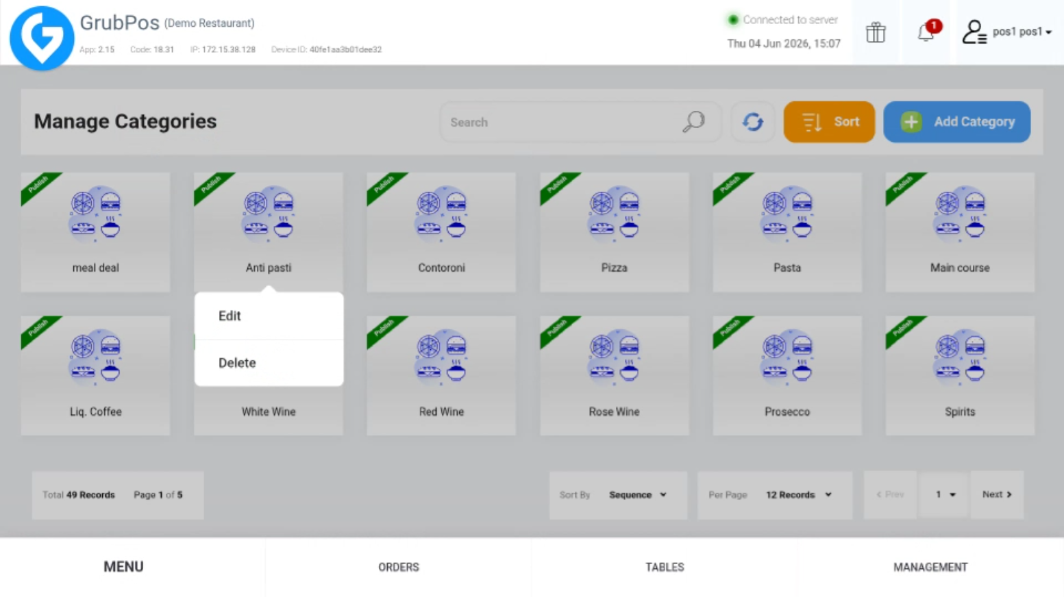 GrubPOS screen