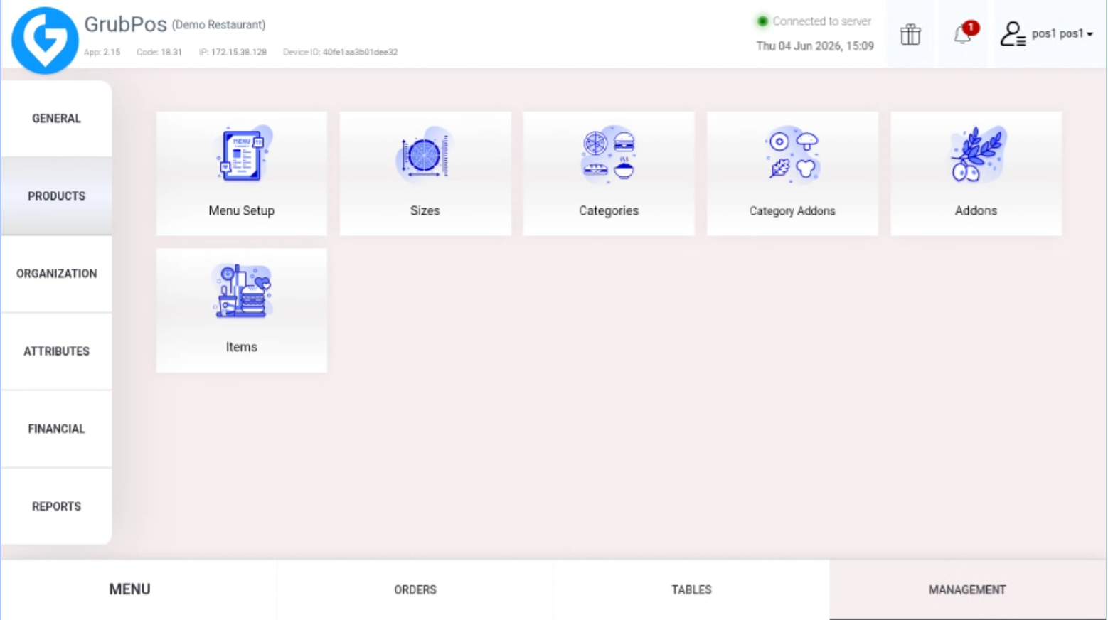 GrubPOS screen