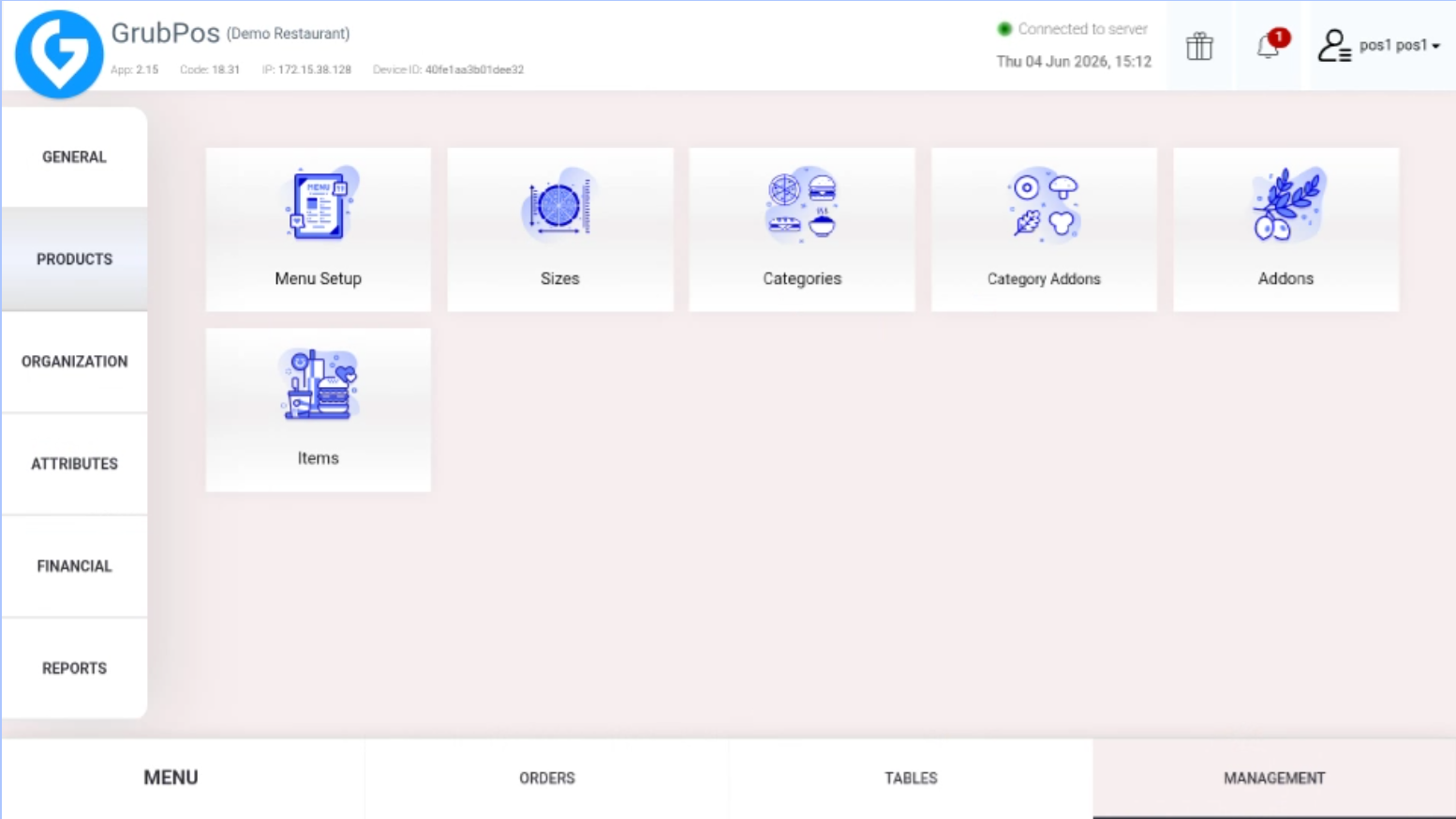 GrubPOS screen