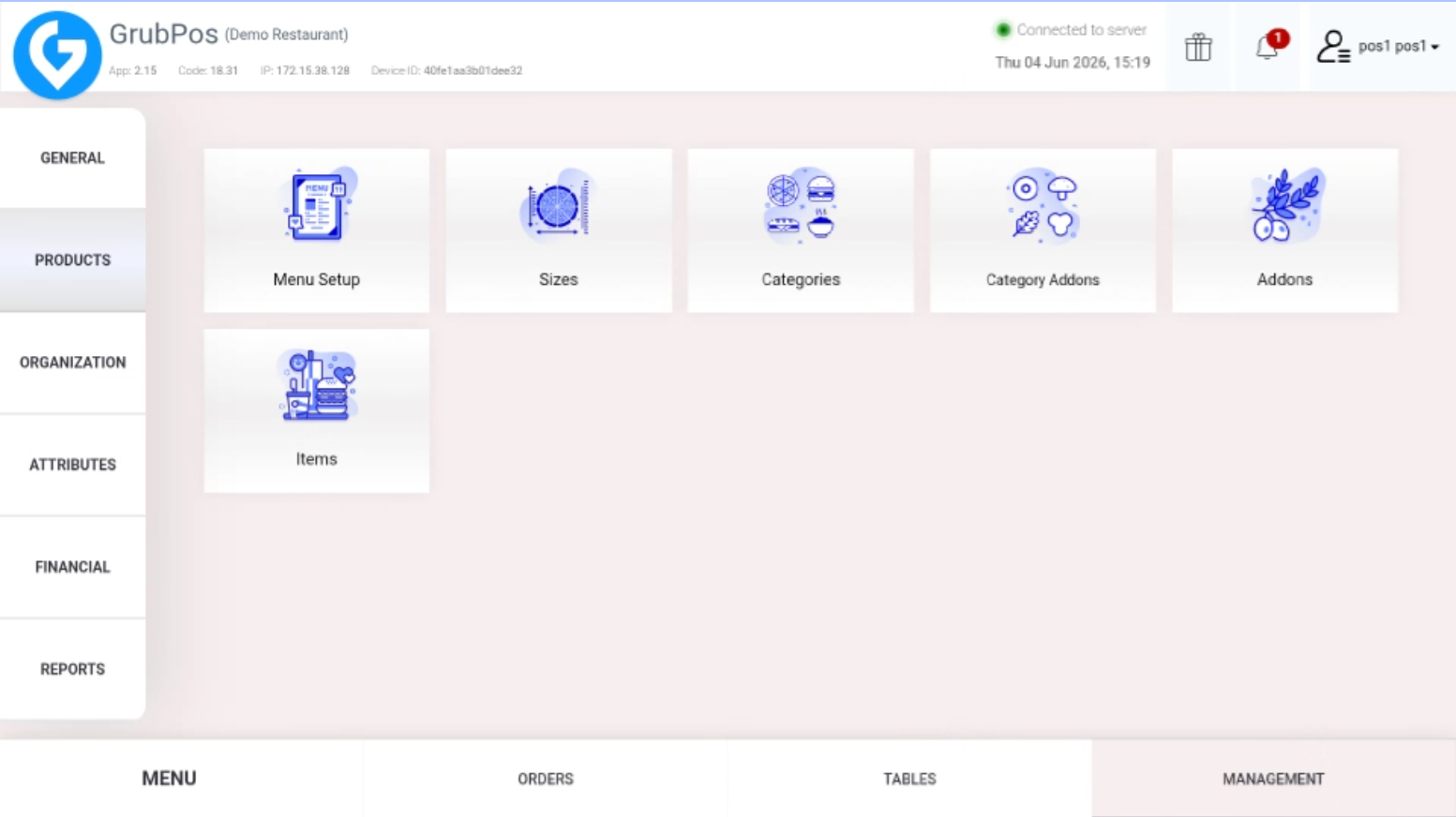 GrubPOS screen