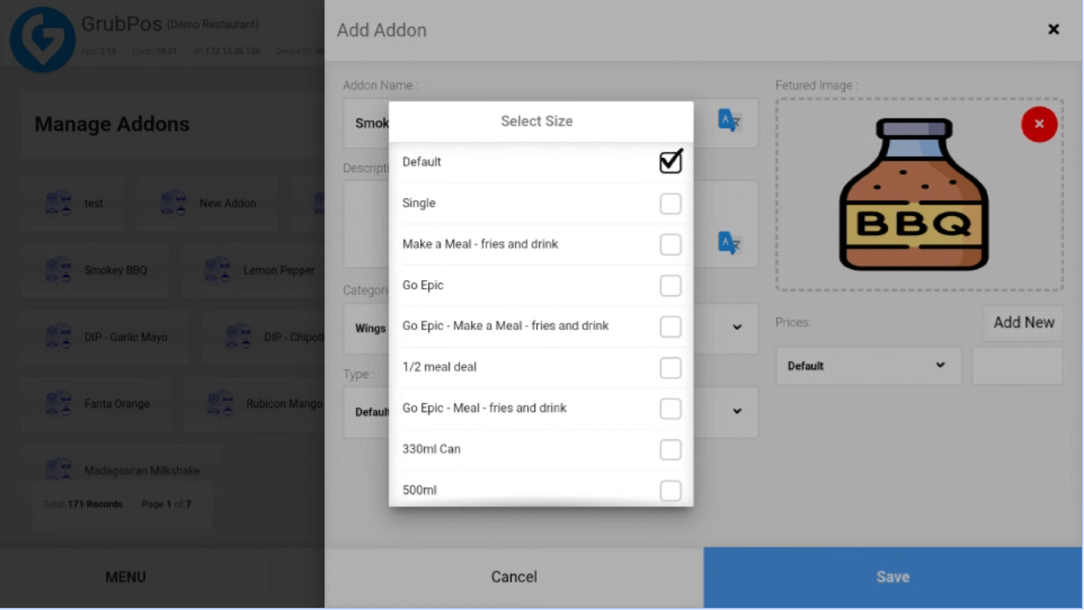 GrubPOS screen