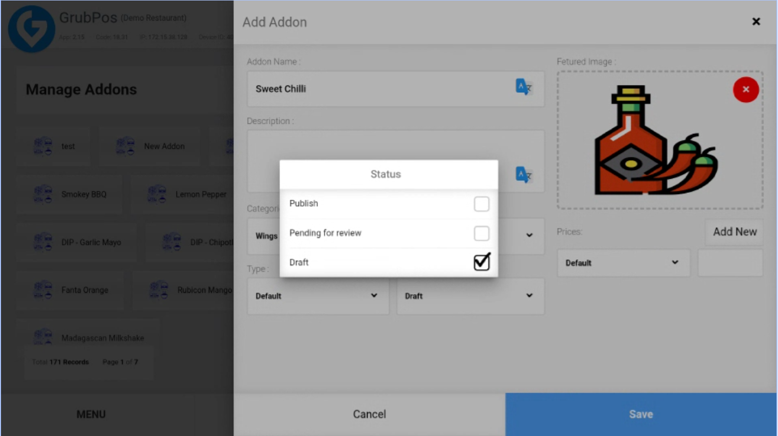 GrubPOS screen