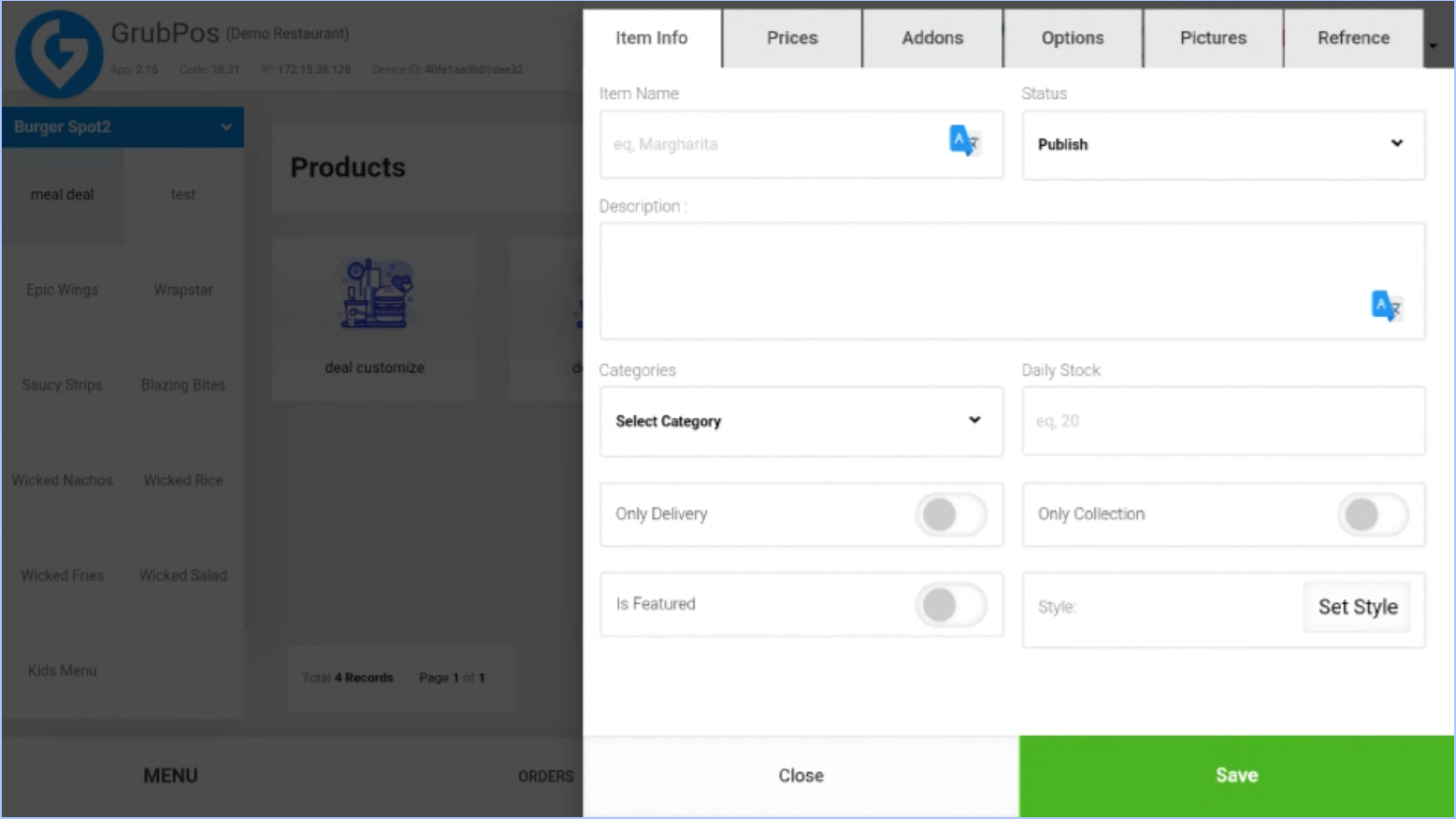GrubPOS screen