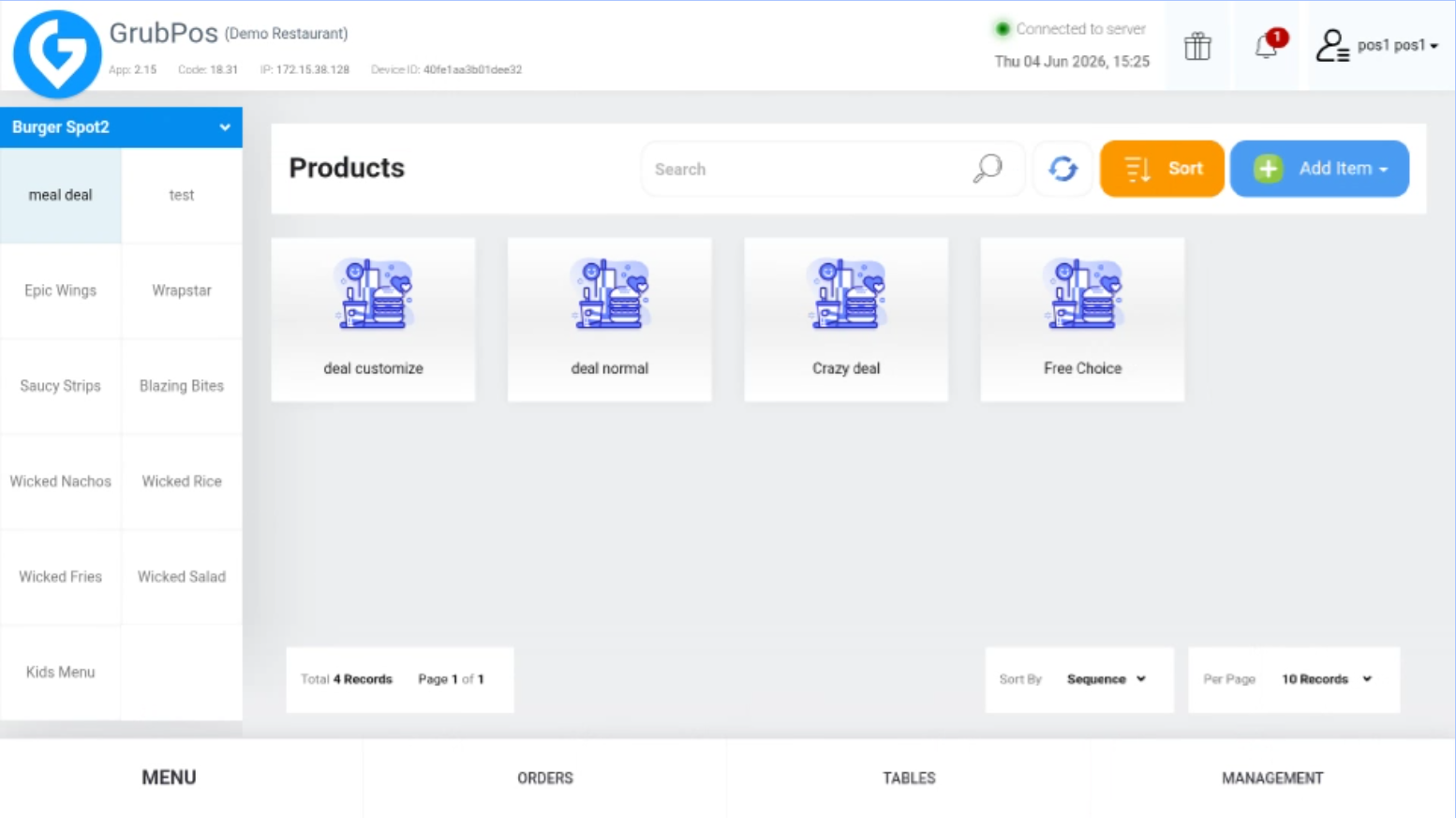 GrubPOS screen