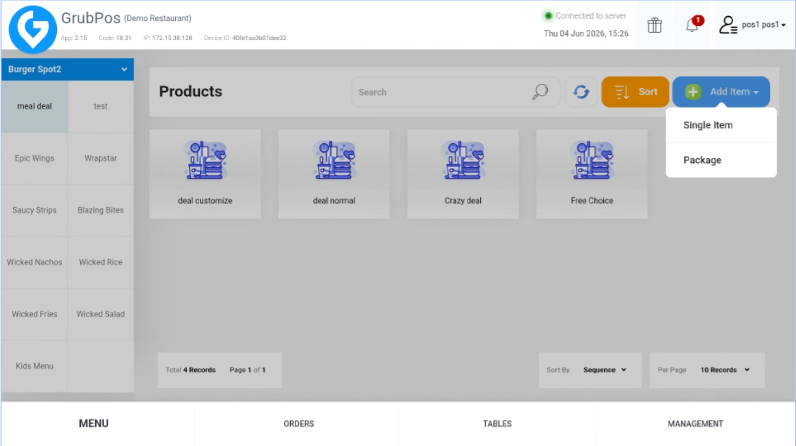 GrubPOS screen