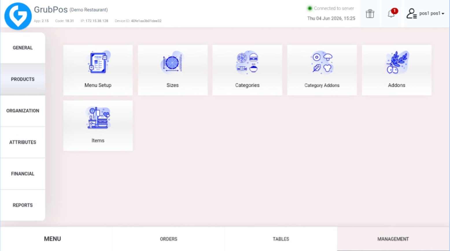 GrubPOS screen
