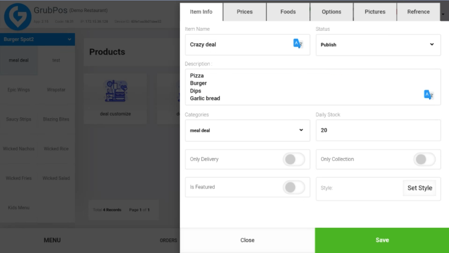 GrubPOS screen