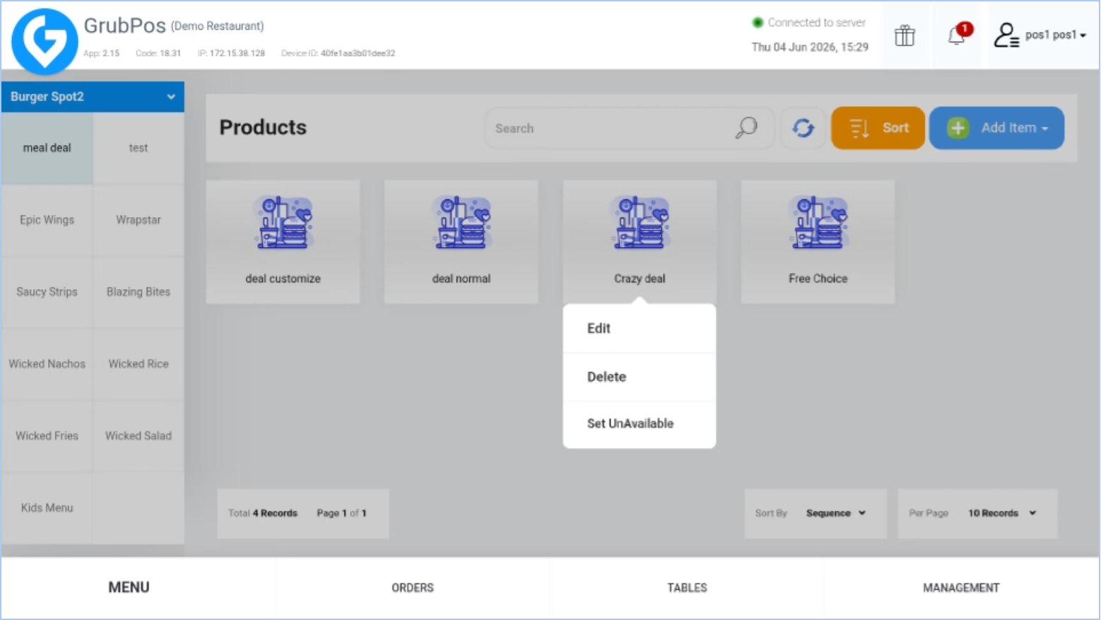 GrubPOS screen