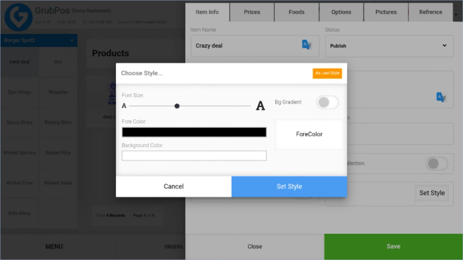 GrubPOS screen