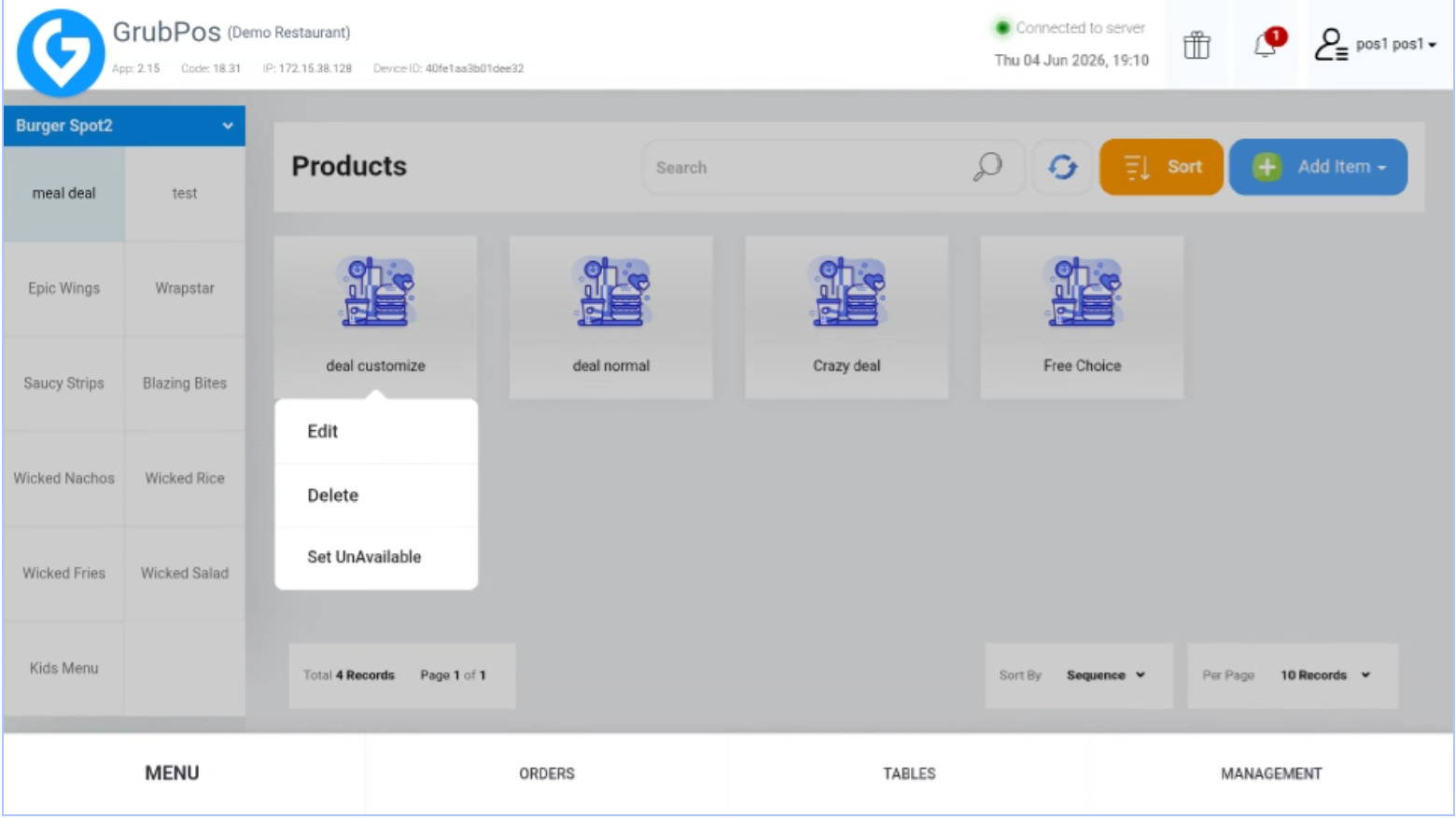 GrubPOS screen