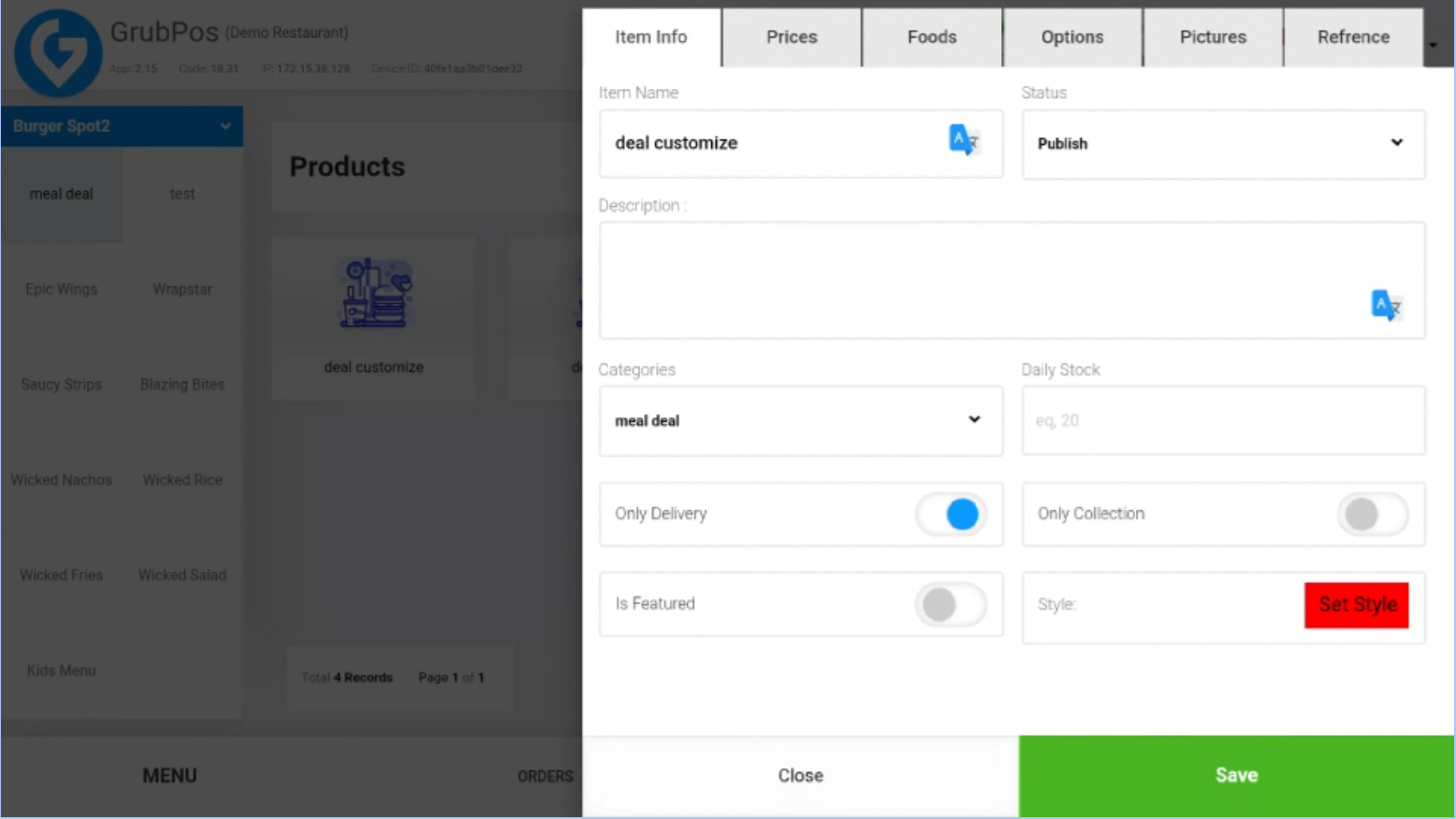 GrubPOS screen
